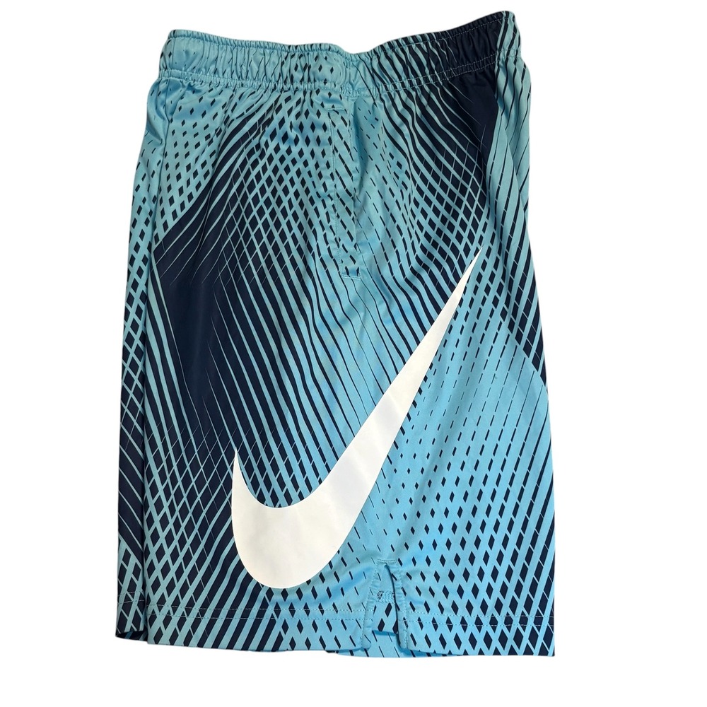 Nike Teal and Navy Gradient Athletic Shorts with White Swoosh BOYS